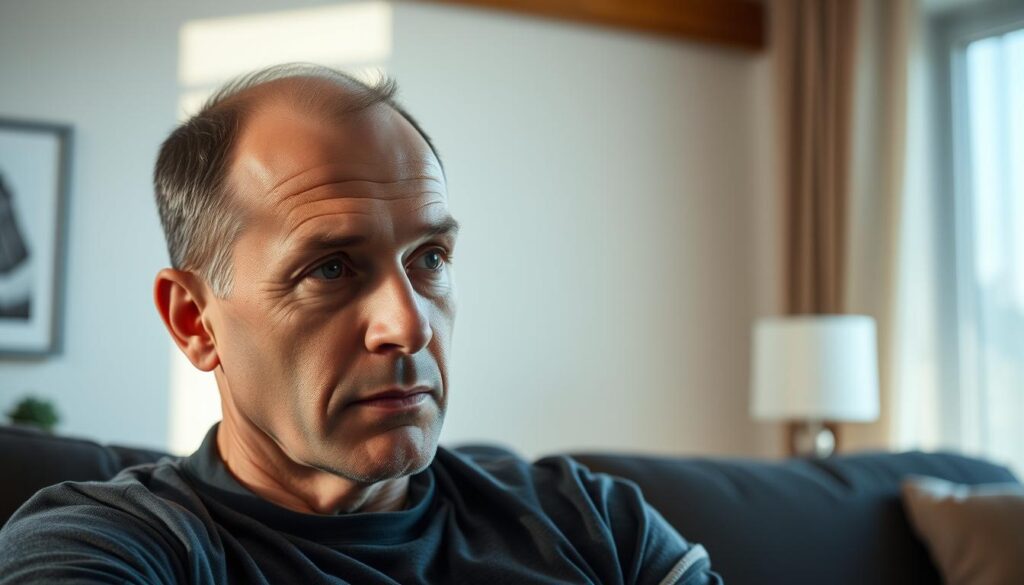 Man experiencing male pattern baldness Man experiencing male pattern baldness